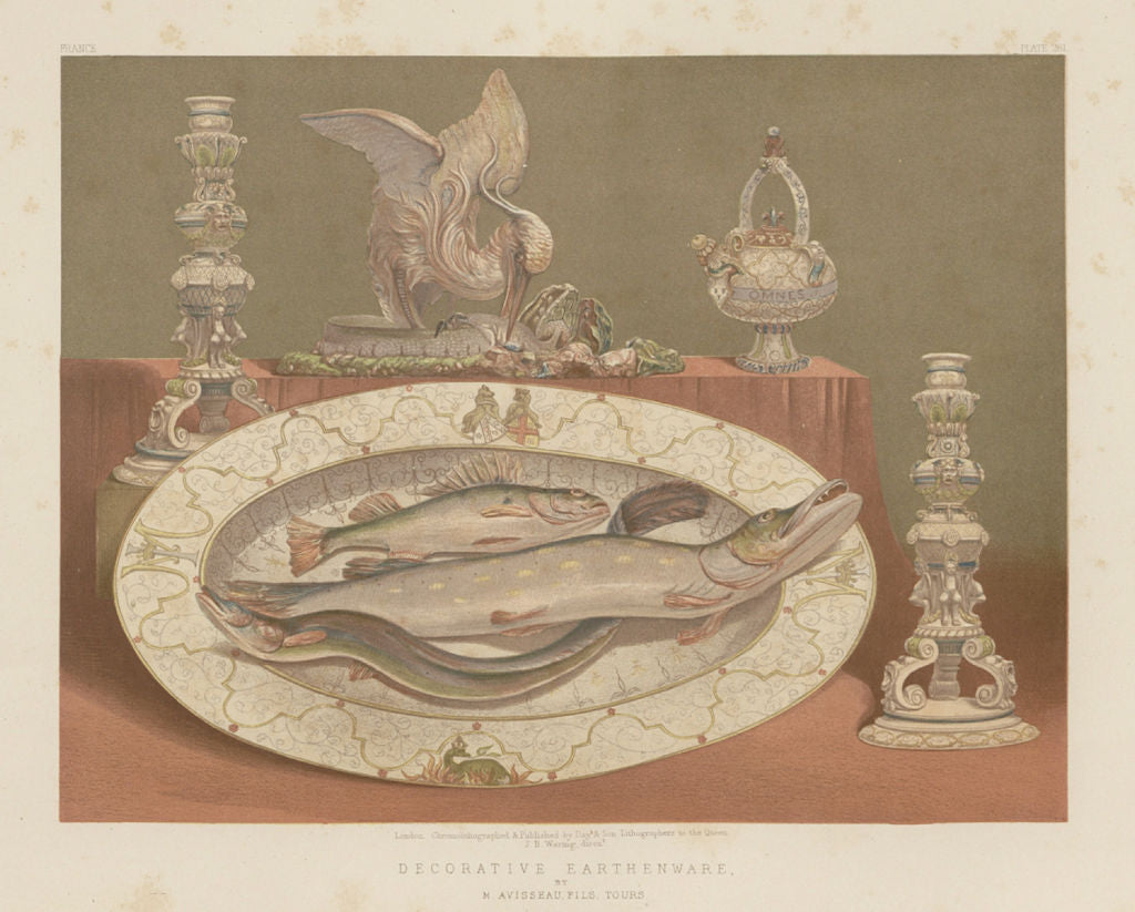 INTERNATIONAL EXHIBITION. Decorative earthenware. Avisseau, Tours 1862 print